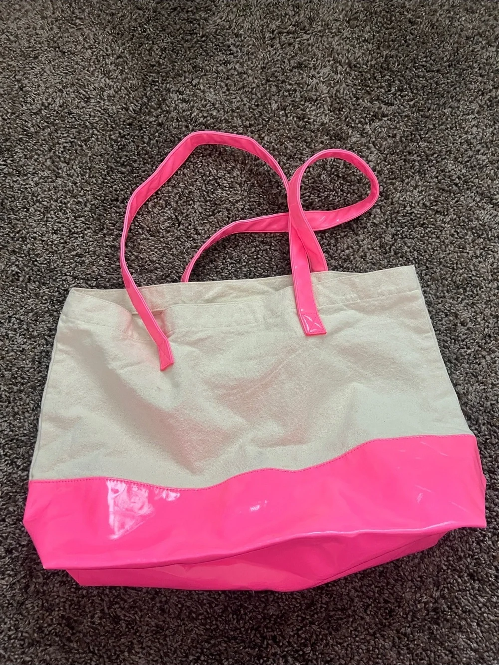 Victoria's Secret Pink and Cream Patent-Trim Tote
